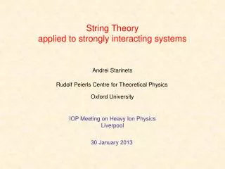 String Theory applied to strongly interacting systems