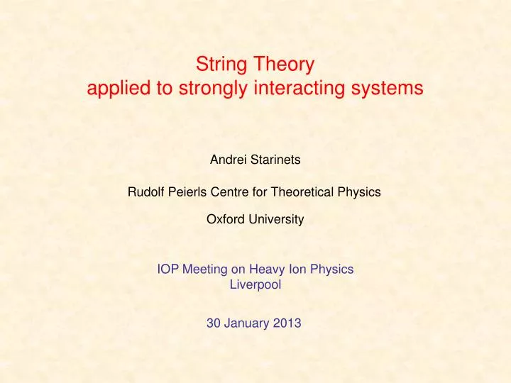 string theory applied to strongly interacting systems
