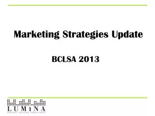 Marketing Strategies Update
