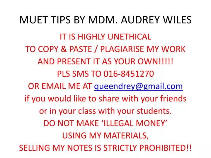 muet tips by mdm audrey wiles