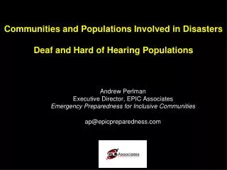 communities and populations involved in disasters deaf and hard of hearing populations