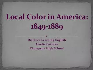 Local C0lor in America: 1849-1889