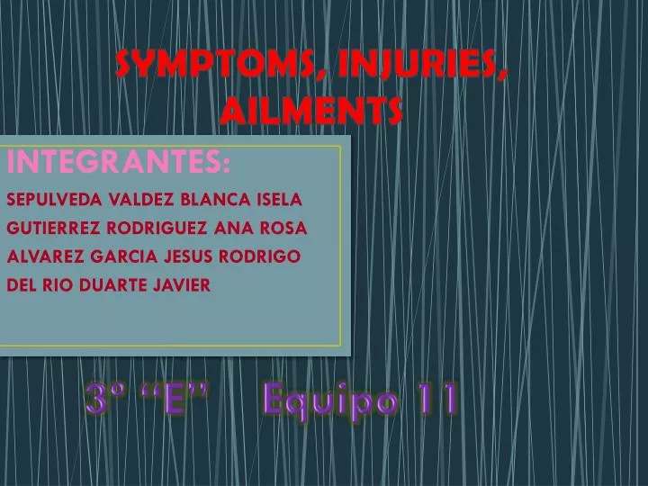 symptoms injuries ailments