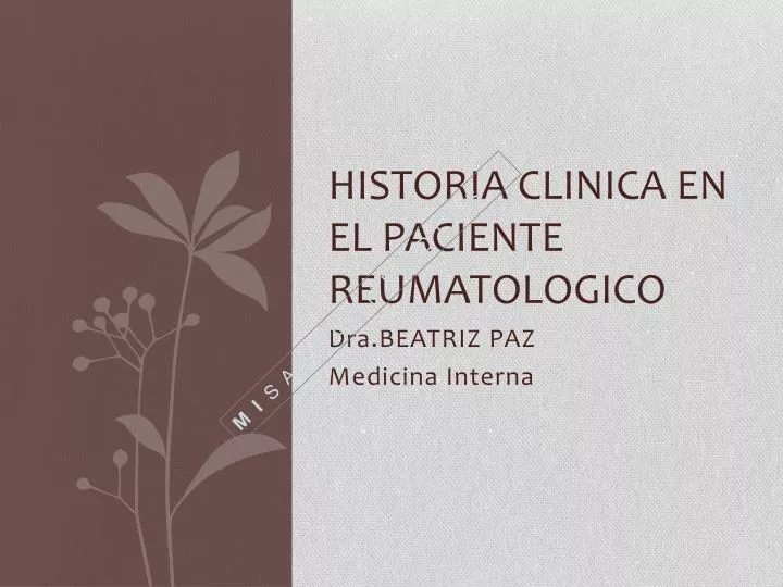 historia clinica en el paciente reumatologico