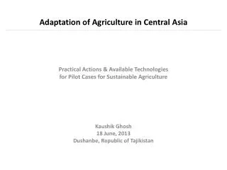 Adaptation of Agriculture in Central Asia