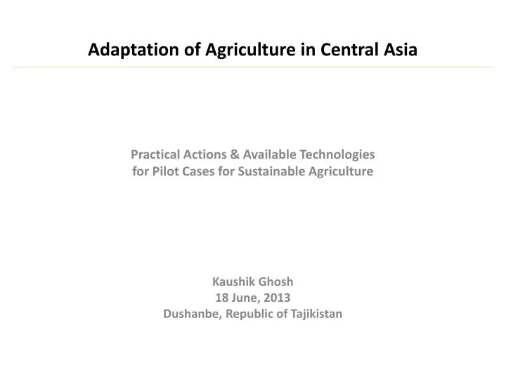 adaptation of agriculture in central asia