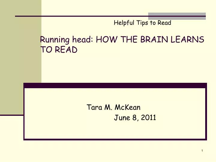 running head how the brain learns to read