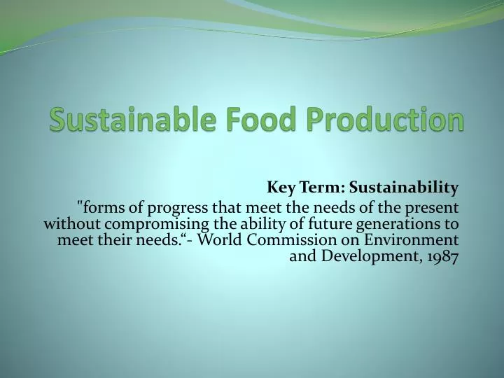 sustainable food production
