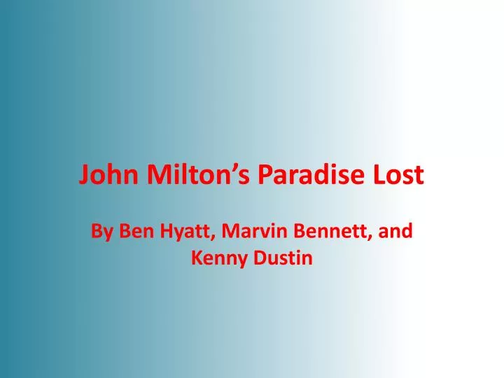 john milton s paradise lost