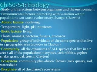 Ch 50-54: Ecology