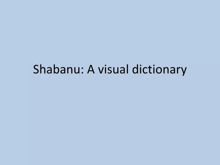 shabanu a visual dictionary