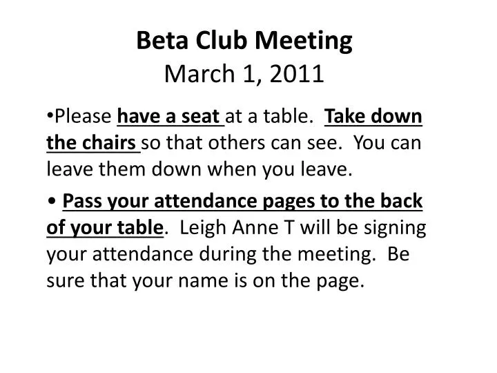 beta club meeting march 1 2011