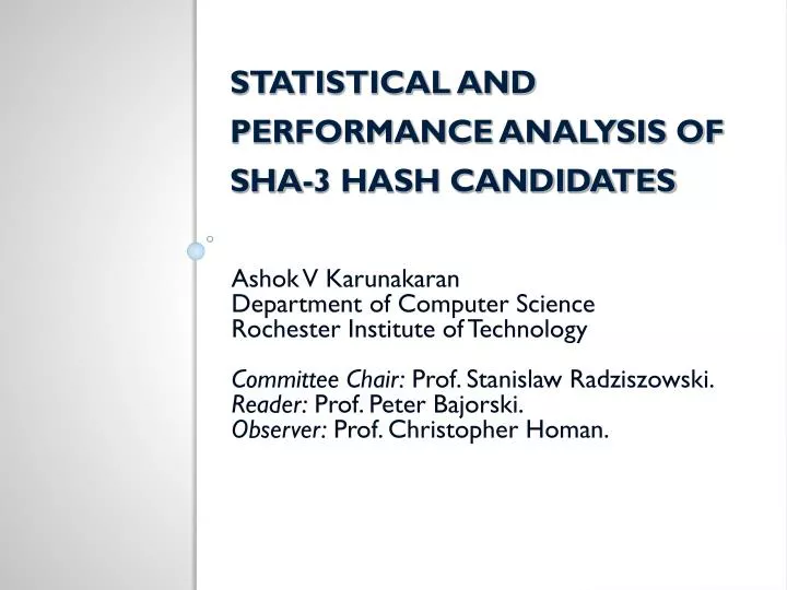 statistical and performance analysis of sha 3 hash candidates