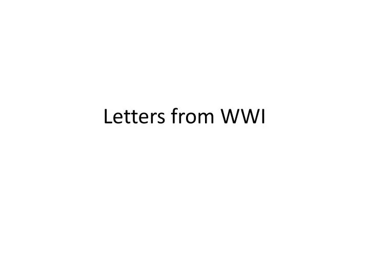 letters from wwi