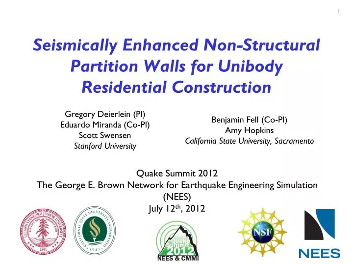 seismically enhanced non structural partition walls for unibody residential construction