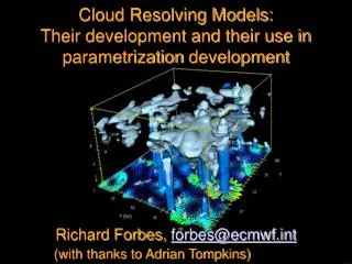 Cloud Resolving Models: Their development and their use in parametrization development