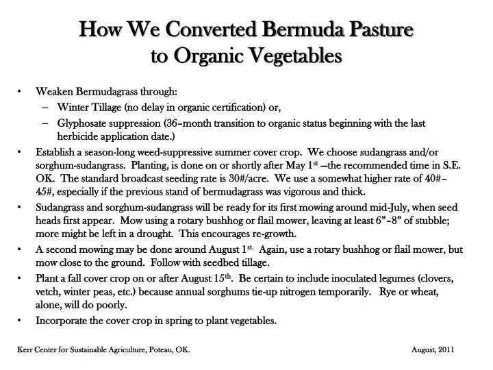 how we converted bermuda pasture to organic vegetables
