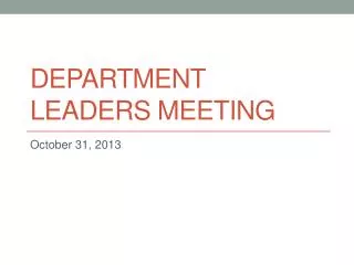 Department Leaders Meeting