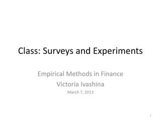 Class: Surveys and Experiments