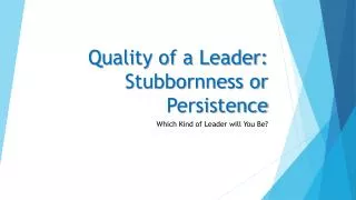 Quality of a Leader: Stubbornness or Persistence