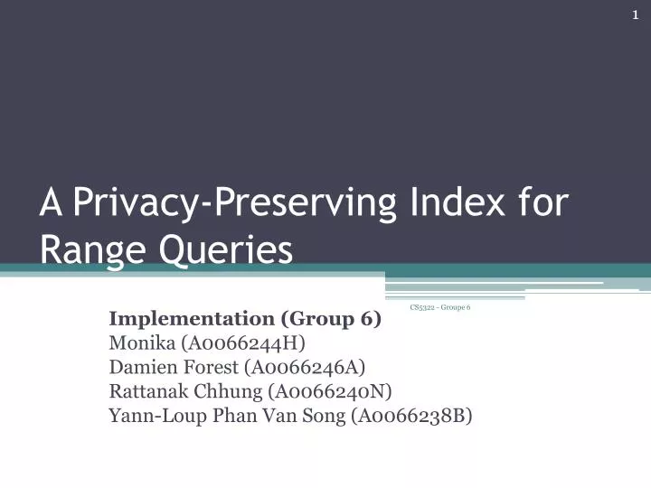 a privacy preserving index for range queries