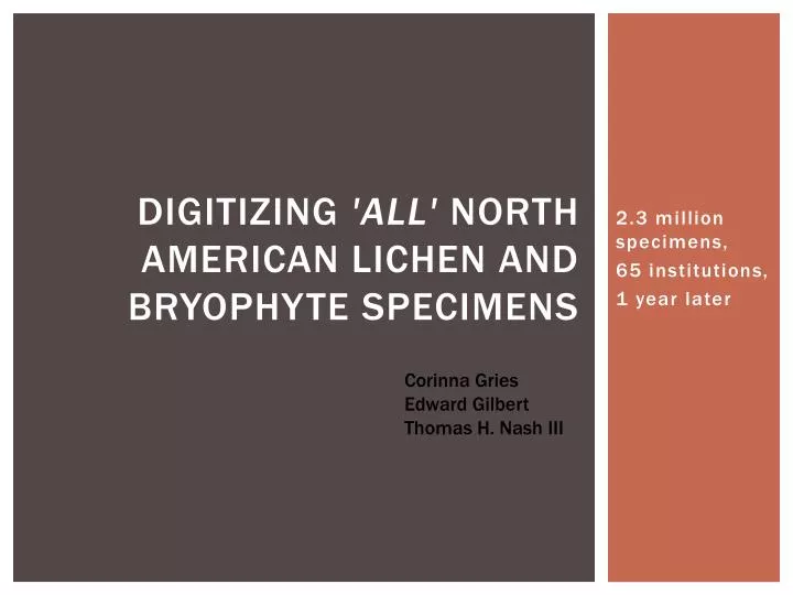 digitizing all north american lichen and bryophyte specimens