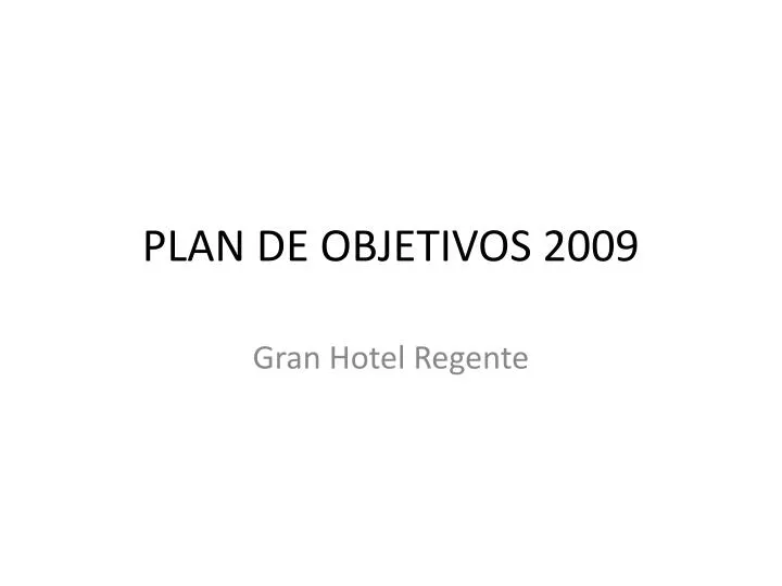 plan de objetivos 2009