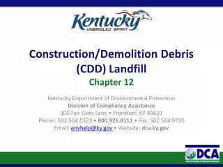 Construction/Demolition Debris (CDD) Landfill Chapter 12
