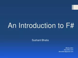 An Introduction to F#