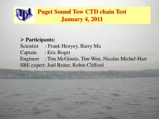 Puget Sound Tow CTD chain Test January 4, 2011