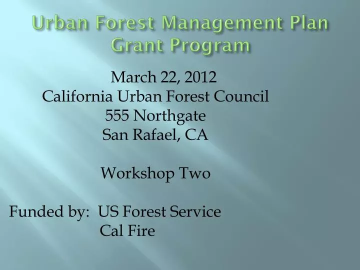 urban forest management plan grant program