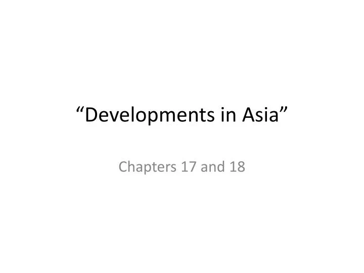 developments in asia