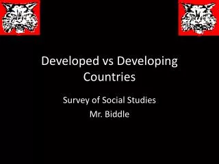 developed vs developing countries