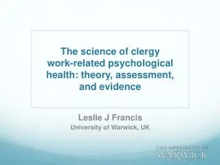The science of clergy work-related psychological health: theory, assessment, and evidence