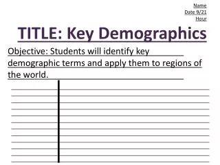 Name Date 9/21 Hour TITLE: Key Demographics