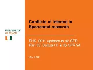 Conflicts of Interest in Sponsored research
