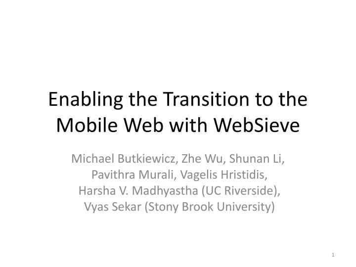 enabling the transition to the mobile web with websieve