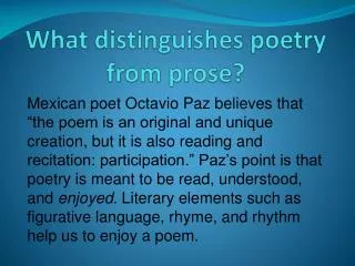 What distinguishes poetry from prose?
