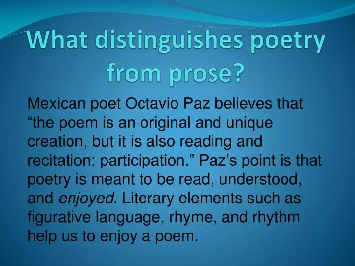 what distinguishes poetry from prose