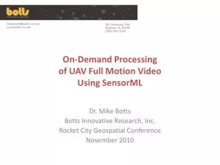 On-Demand Processing of UAV Full Motion Video Using SensorML