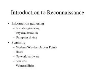 Introduction to Reconnaissance