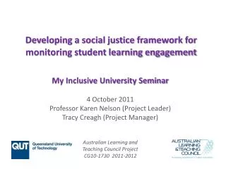 Developing a social justice framework for monitoring student learning engagement