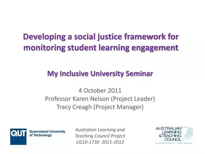 developing a social justice framework for monitoring student learning engagement