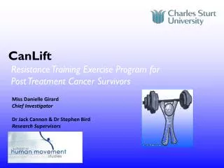 CanLift Resistance Training Exercise Program for Post Treatment Cancer Survivors