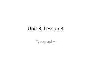 Unit 3, Lesson 3