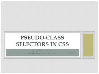 Pseudo-class Selectors in CSS