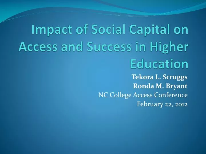 impact of social capital on access and success in higher education