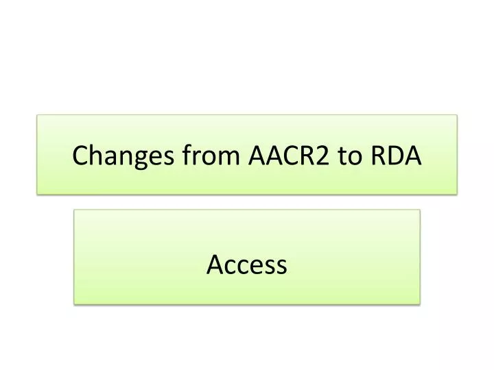 changes from aacr2 to rda