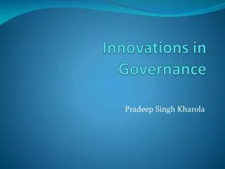 Innovations in Governance