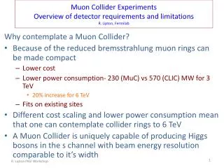 Why contemplate a Muon Collider?